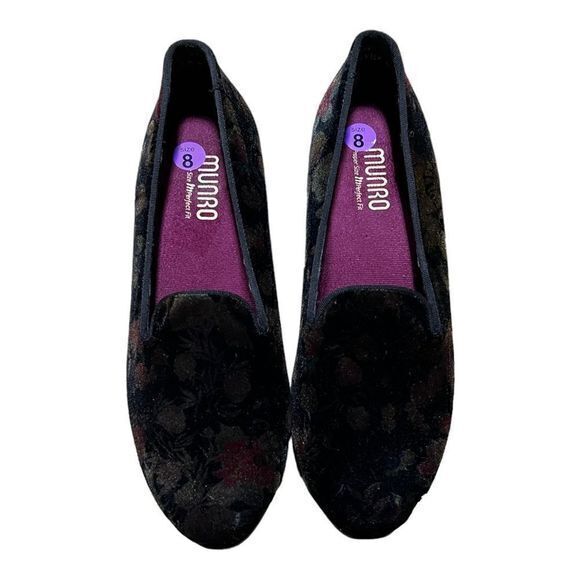 Munro Sz 8 American Proper Perfect Fit Floral Velvet‎ Lulu Slip On Loafers - Picture 2 of 7